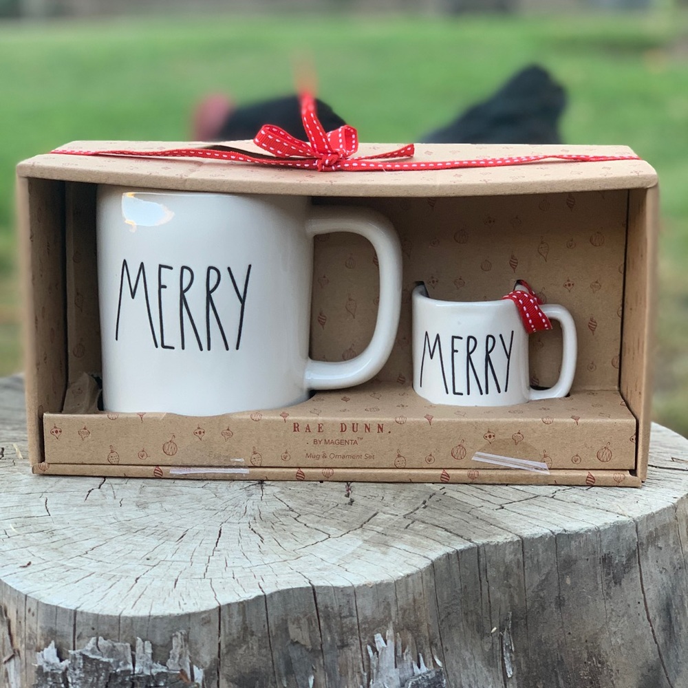Rae Dunn Christmas ornament mini mug set